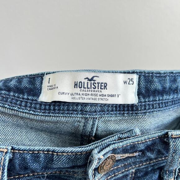Hollister Curvy Ultra High Rise Mom Short Women's 25 Distressed Cuffed Stretch - Picture 3 of 4